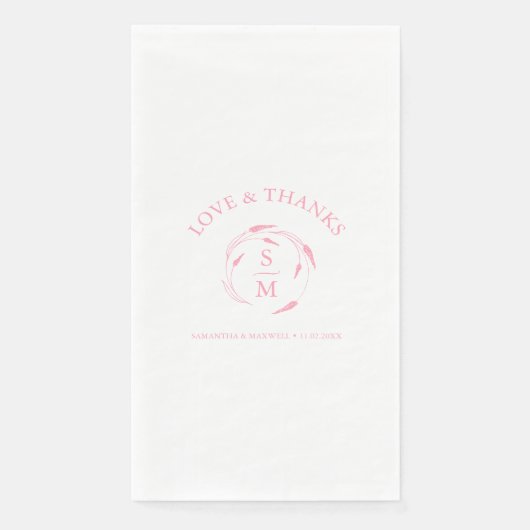 Personalisierte Hochzeit Napkins Mit Monogramm Ros Serviette (Vorderseite)