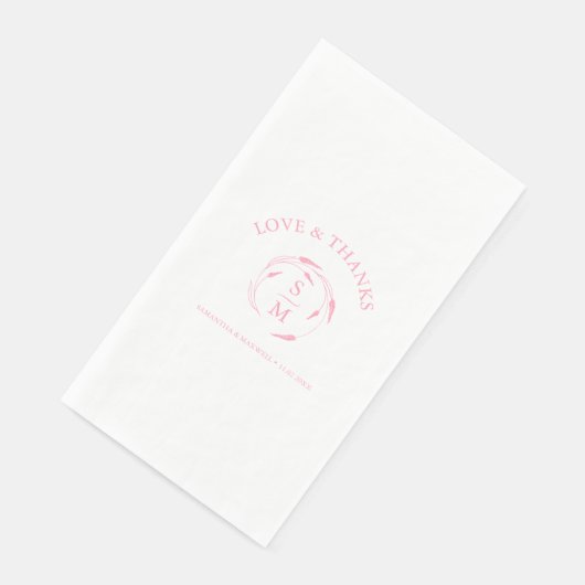 Personalisierte Hochzeit Napkins Mit Monogramm Ros Serviette (Ecke)