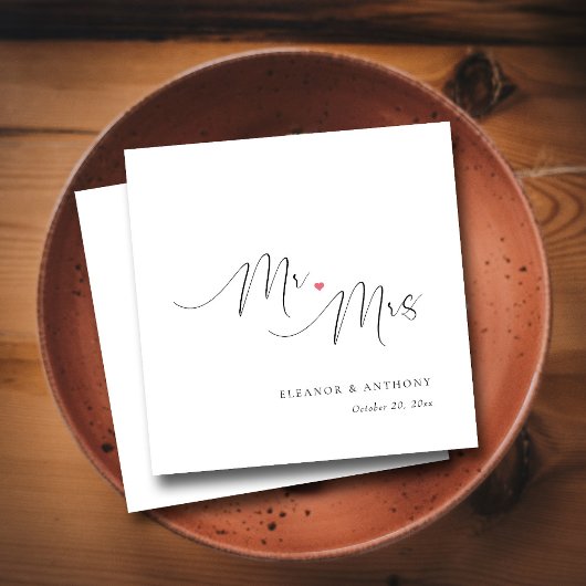 Personalisierte Hochzeit Napkins: Mr. und Mrs. Hea Serviette