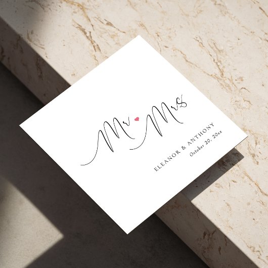 Personalisierte Hochzeit Napkins: Mr. und Mrs. Hea Serviette