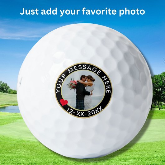 Personalisierte Hochzeit oder Jubiläum-Foto Golfball