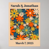 Personalisierte Hochzeit oder Jubiläum Retro Flora Poster (Vorne)