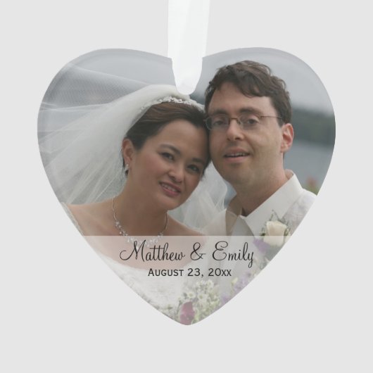 Personalisierte Hochzeit oder Verlobung Foto Ornament (Rückseite)