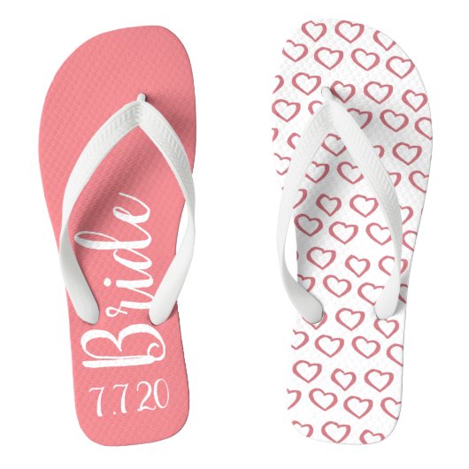 Personalisierte Hochzeit Pink Bow Flip Flops Badesandalen (Fußbett)