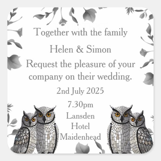 Personalisierte Hochzeit Quadratischer Aufkleber (Vorderseite)