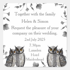 Personalisierte Hochzeit Quadratischer Aufkleber