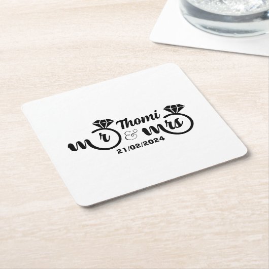 personalisierte Hochzeit Rechteckiger Pappuntersetzer (angewinkelt)