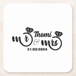 personalisierte Hochzeit Rechteckiger Pappuntersetzer