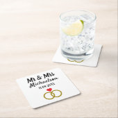 Personalisierte Hochzeit Rechteckiger Pappuntersetzer (Vor Ort)