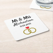 Personalisierte Hochzeit Rechteckiger Pappuntersetzer (angewinkelt)