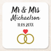 Personalisierte Hochzeit Rechteckiger Pappuntersetzer (Vorderseite)