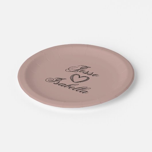 Personalisierte Hochzeit Rot Pappteller (Schrägansicht)