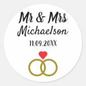 Personalisierte Hochzeit Runder Aufkleber (Vorderseite)