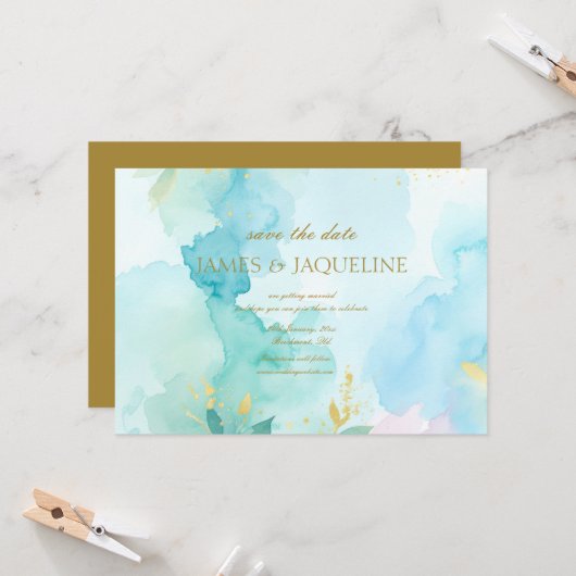 Personalisierte Hochzeit 'Save the Date' Aquarellb (Vorderseite/Rückseite Beispiel)