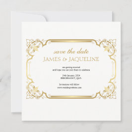 Personalisierte Hochzeit - Save the Date Goldrahme