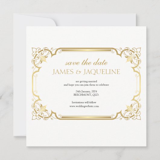 Personalisierte Hochzeit - Save the Date Goldrahme (Vorderseite)