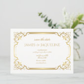 Personalisierte Hochzeit - Save the Date Goldrahme (Stehend Vorderseite)