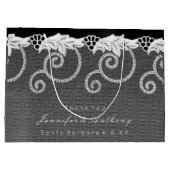 Personalisierte Hochzeit Schwarz-weiße Königsallee Große Geschenktüte (Rückseite)