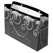 Personalisierte Hochzeit Schwarz-weiße Königsallee Große Geschenktüte (Rückseite Schrägansicht)