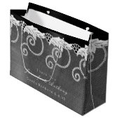 Personalisierte Hochzeit Schwarz-weiße Königsallee Große Geschenktüte (Vorderseite Schrägansicht)