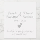 Personalisierte Hochzeit Silberherzen Weinetikett (Einzelnes Label)