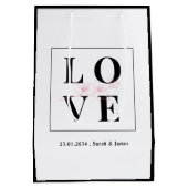 Personalisierte Hochzeit/Valentinschwarz und weiß Mittlere Geschenktüte (Rückseite)