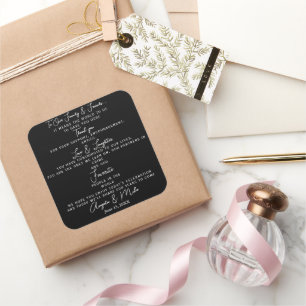 personalisierte Hochzeit Vielen Dank für Ihr Inter Quadratischer Aufkleber