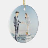 Personalisierte Hochzeit von Braut und Bräutigam Keramik Ornament (Rechts)