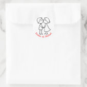 Personalisierte Hochzeit von Cartoon Runder Aufkleber (Tasche)