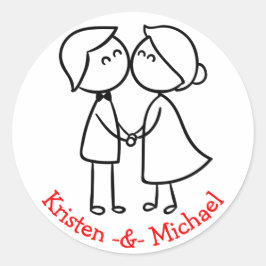 Personalisierte Hochzeit von Cartoon Runder Aufkleber