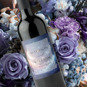 Personalisierte Hochzeit von Celestial Moon und St Weinetikett