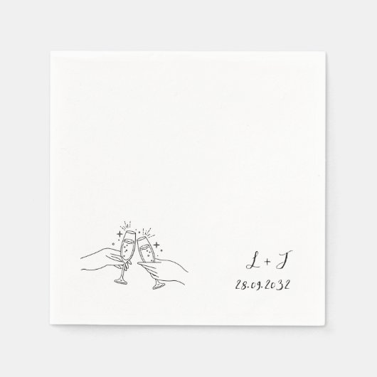 Personalisierte Hochzeit von Champagnertoast Monog Serviette (Vorderseite)