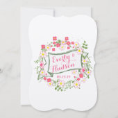 Personalisierte Hochzeit von Grün und Rosa Garland Einladung (Rückseite)