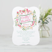 Personalisierte Hochzeit von Grün und Rosa Garland Einladung (Stehend Vorderseite)