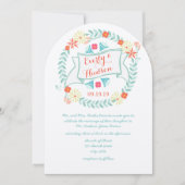 Personalisierte Hochzeit von Grün und Rosa Garland Einladung (Vorderseite)