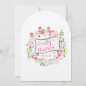 Personalisierte Hochzeit von Grün und Rosa Garland Einladung (Rückseite)