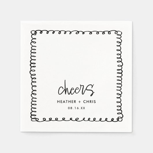 Personalisierte Hochzeit von Hand Drawn Serviette (Vorderseite)