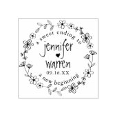 Personalisierte Hochzeit von Hand Drawn Wreath Gummistempel (Prägung)