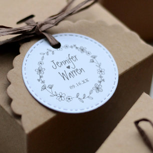 Personalisierte Hochzeit von Hand Drawn Wreath Gummistempel