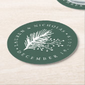 Personalisierte Hochzeit von Holly und Pine Runder Pappuntersetzer (Angewinkelt)