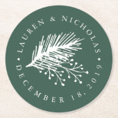 Personalisierte Hochzeit von Holly und Pine Runder Pappuntersetzer (Vorderseite)