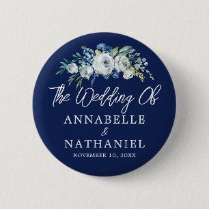 Personalisierte Hochzeit von Navy Blue Floral Button