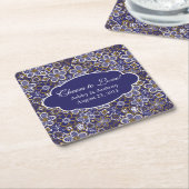 Personalisierte Hochzeit von Navy Blue Gold Rechteckiger Pappuntersetzer (angewinkelt)