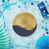 Personalisierte Hochzeit von Navy Blue und Gold Pappteller (Party)
