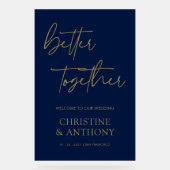 Personalisierte Hochzeit von Navy & Gold Acrylschild (Vorderseite)