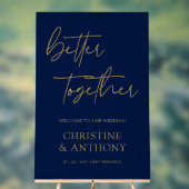 Personalisierte Hochzeit von Navy & Gold Acrylschild (Neutral)