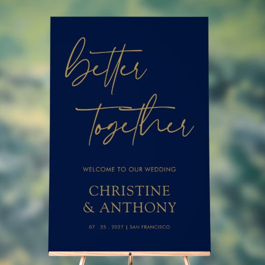 Personalisierte Hochzeit von Navy & Gold Acrylschild (Neutral)