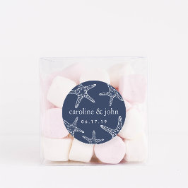 Personalisierte Hochzeit von Navy und White Starfi Runder Aufkleber