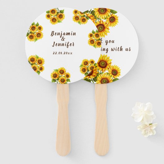 Personalisierte Hochzeit von rustikalen Morgenblum Fächer (Vorne und Hinten)