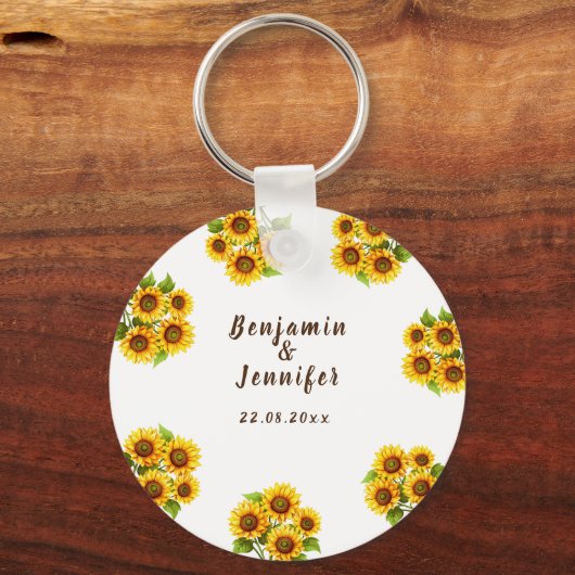 Personalisierte Hochzeit von rustikalen Morgenblum Schlüsselanhänger (Vorderseite)